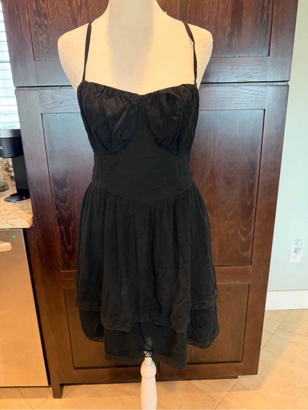 Hollister Black Smocked Tiered Mini Dress Bustier Whimsigoth Medium